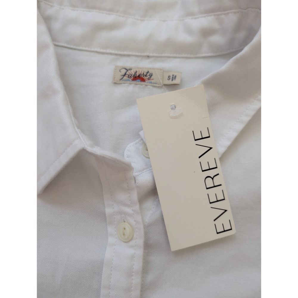 Faherty Brand Women Size Sm White Stretch Oxford Cropped Button Down Shirt NWT - Picture 3 of 9